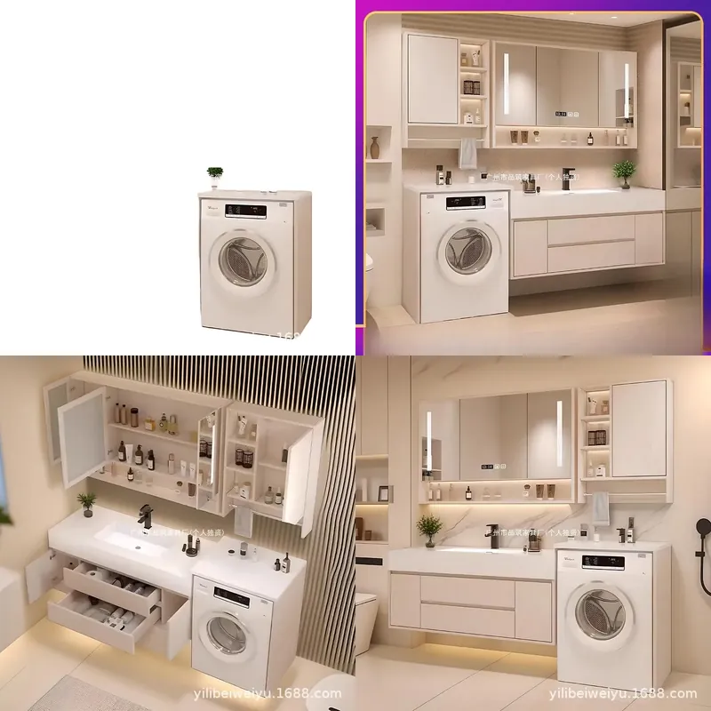 Smart Home Laundry - Entegre Çamaşırhane Banyo Dolabı, Sinterlenmiş Taş