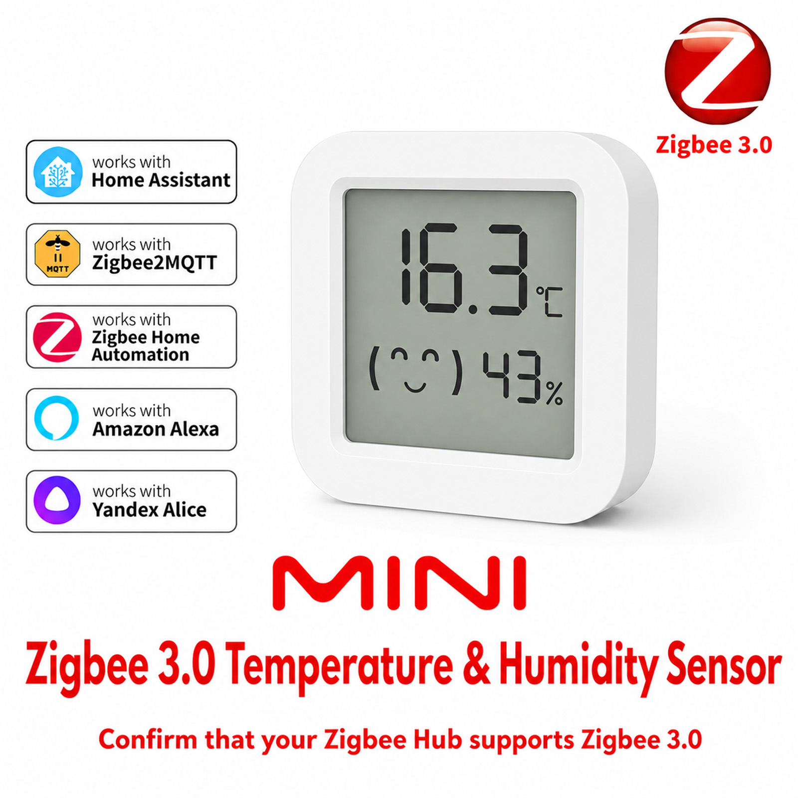 Smart Home Yandex - Zigbee 3.0 Sıcaklık ve Nem Sensörü