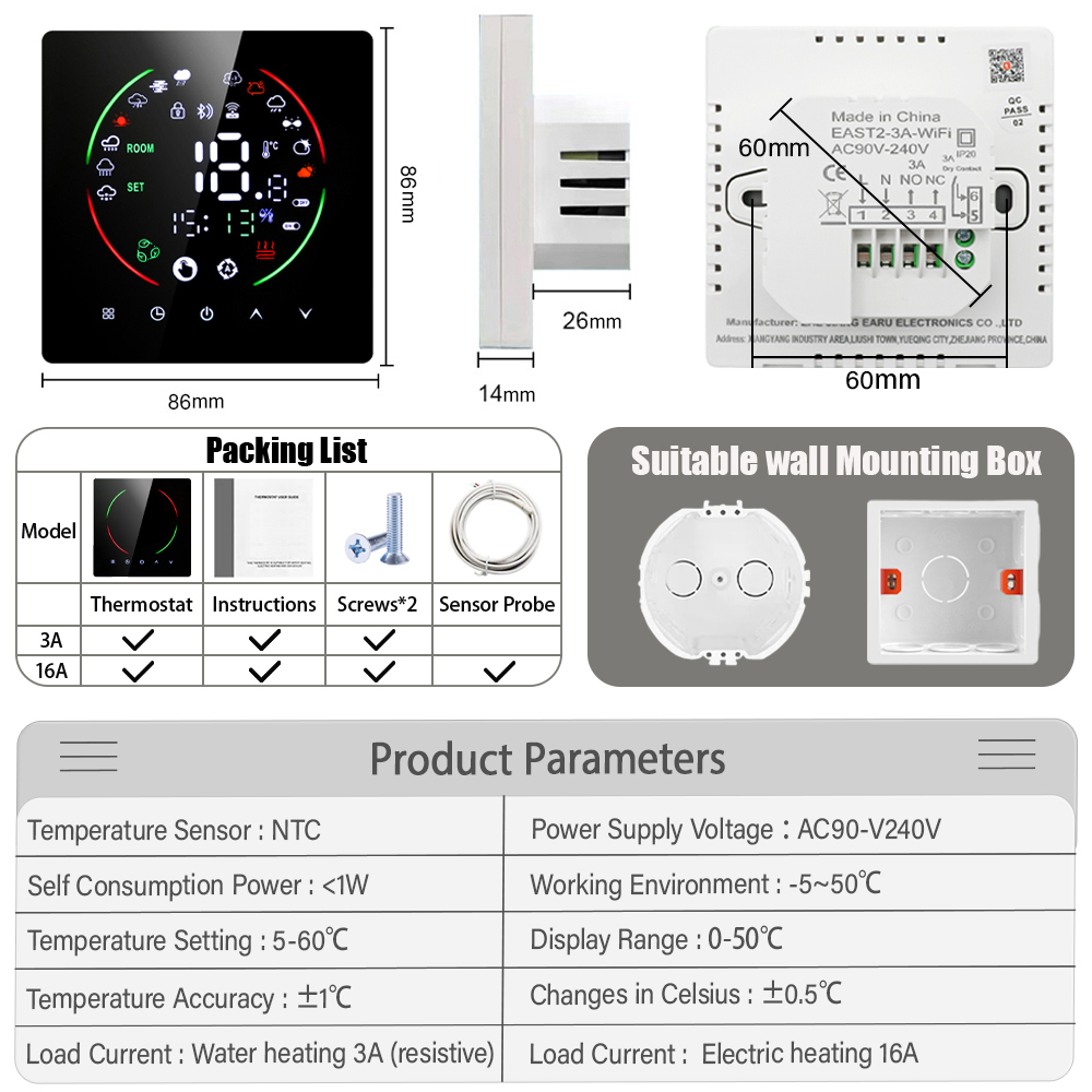 Tuya WiFi akıllı termostat ele - Smart Home Full System incelemesi ve fiyatı